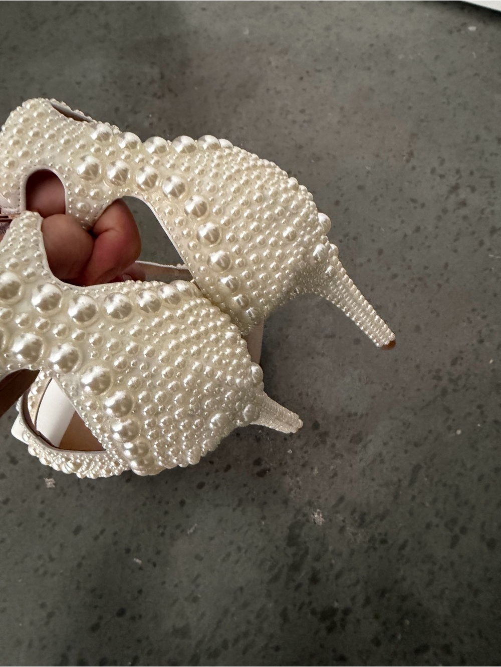 Pearl-Embellished Ivory Women's High Heels